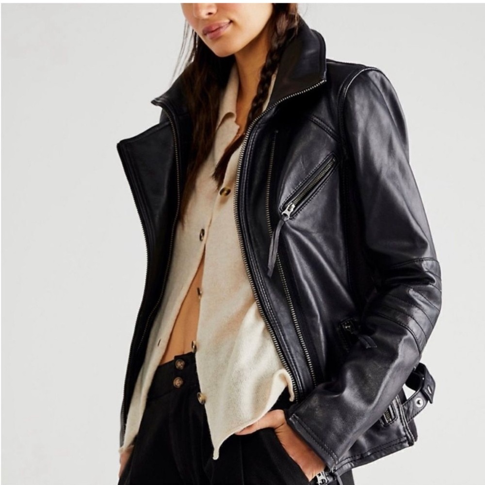 Free People Cora real Leather Jacket New NWT
